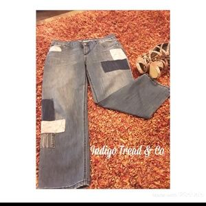 Unique Indigo & Thread Co. Crop Patch Jeans
